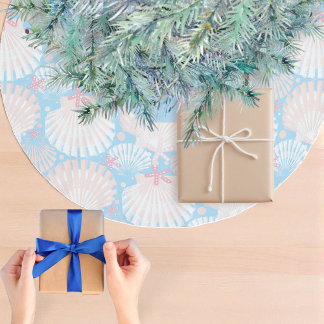 沿岸のクリスマスブルー ブラッシュドポリエステルツリースカート