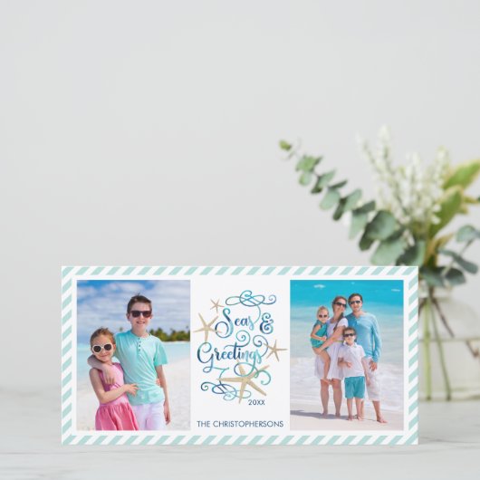 沿岸のクリスマス季節のごあいさつ3 Photos シーズンカード (スタンド正面)