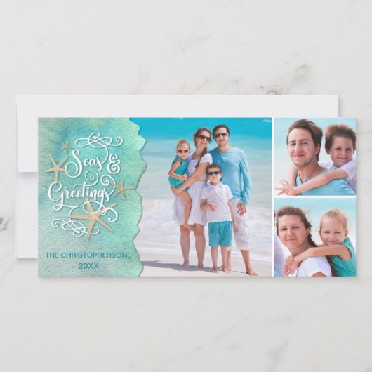沿岸のクリスマス季節のごあいさつ4枚の写真 シーズンカード (正面)