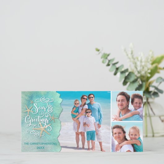 沿岸のクリスマス季節のごあいさつ4枚の写真 シーズンカード (スタンド正面)