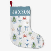 沿岸のクリスマス航海のパーソナライズされた スモールクリスマスストッキング (正面)