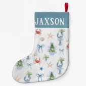 沿岸のクリスマス航海のパーソナライズされた スモールクリスマスストッキング (裏面)