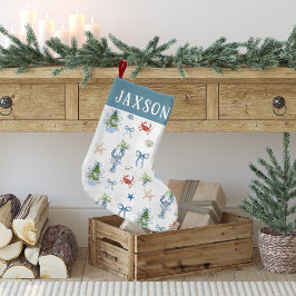沿岸のクリスマス航海のパーソナライズされた スモールクリスマスストッキング