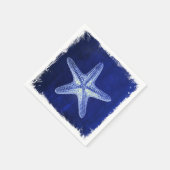 沿岸のシックなビーチの素朴な青い航海のヒトデ スタンダードカクテルナプキン (角)