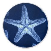 沿岸のシックなビーチの素朴な青い航海のヒトデ セラミックノブ (正面)