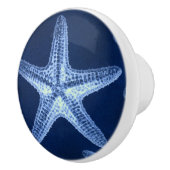 沿岸のシックなビーチの素朴な青い航海のヒトデ セラミックノブ (右)