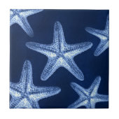 沿岸のシックなビーチの素朴な青い航海のヒトデ タイル (正面)