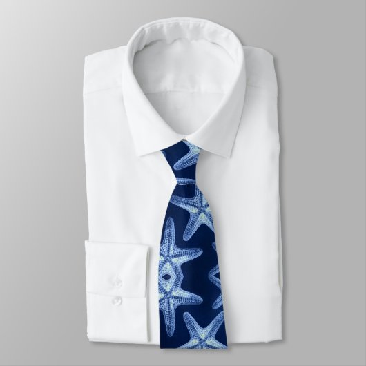沿岸のシックなビーチの素朴な青い航海のヒトデ ネクタイ (タイ)