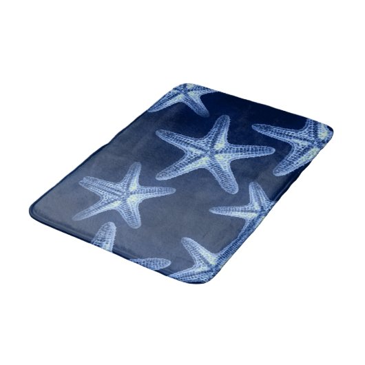 沿岸のシックなビーチの素朴な青い航海のヒトデ バスマット (アングル)