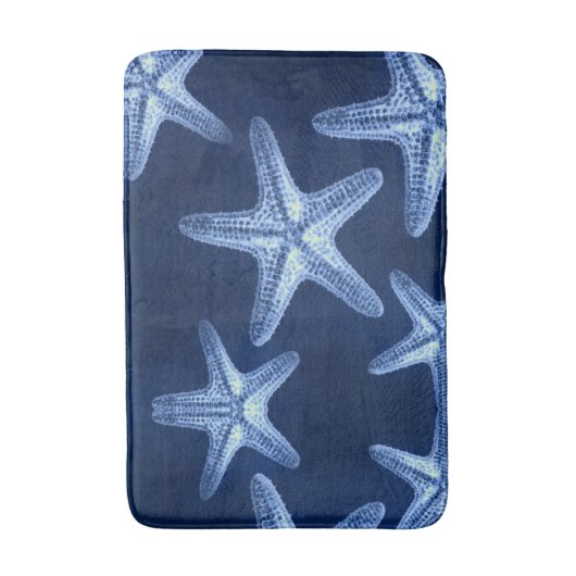 沿岸のシックなビーチの素朴な青い航海のヒトデ バスマット (正面縦)