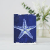 沿岸のシックなビーチの素朴な青い航海のヒトデ ポストカード (スタンド正面)