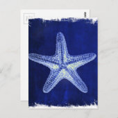 沿岸のシックなビーチの素朴な青い航海のヒトデ ポストカード (正面/裏面)