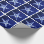 沿岸のシックなビーチの素朴な青い航海のヒトデ ラッピングペーパー (角)