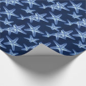 沿岸のシックなビーチの素朴な青い航海のヒトデ ラッピングペーパー (角)