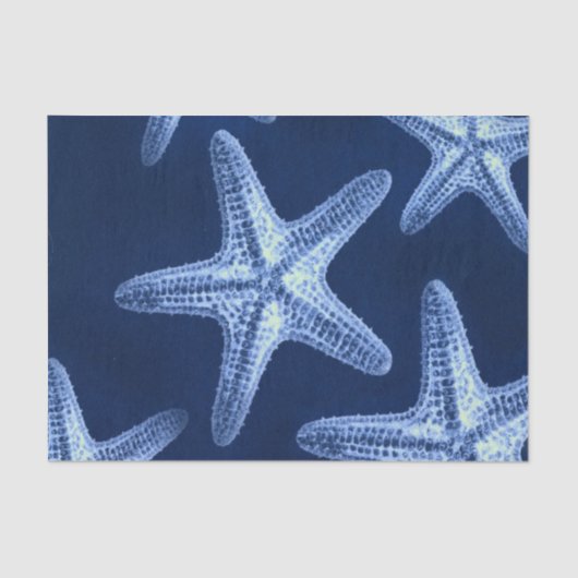 沿岸のシックなビーチの素朴な青い航海のヒトデ 薄葉紙 (正面)
