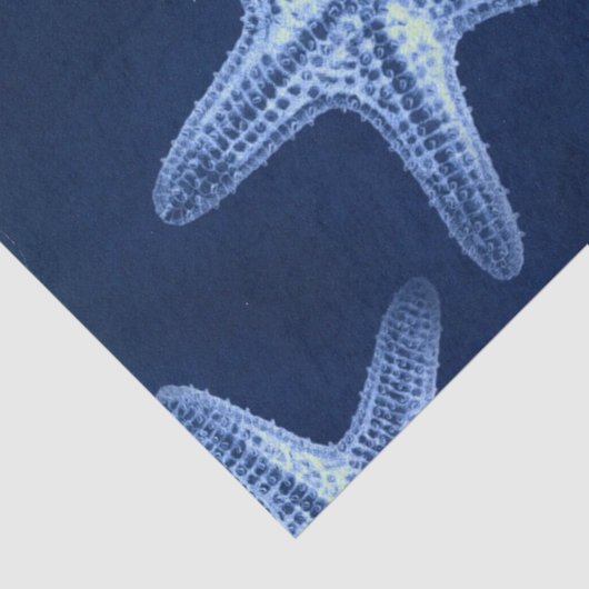 沿岸のシックなビーチの素朴な青い航海のヒトデ 薄葉紙 (詳細)