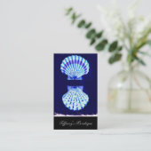 沿岸のシックなビーチの素朴航海のな海軍の貝殻 名刺 (スタンド正面)