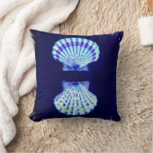 沿岸のシックなビーチの素朴航海のな青い貝殻 クッション (ブランケット)