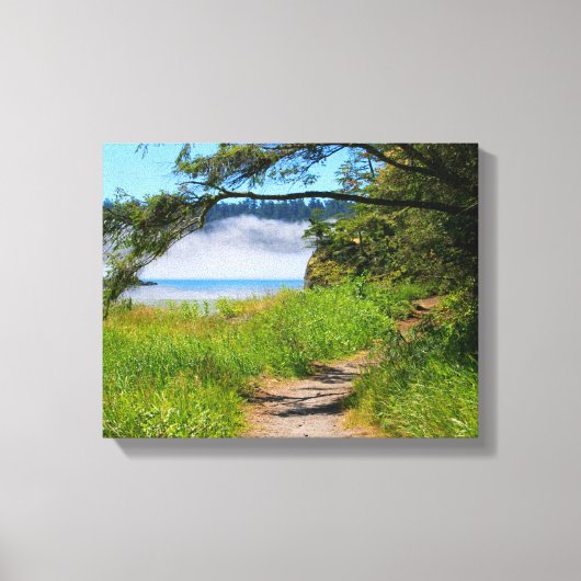 沿岸のシーン、ビーチへのパス、海岸、美しい キャンバスプリント (正面)
