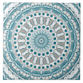 沿岸のターコイズとサンド オーシャンインスパイアードマンダラ タイル (正面)