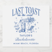 沿岸のバチェロレッテ 現代のカクテルパーティー 青 スパークリングワインラベル (シングルラベル)