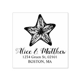 沿岸のヒトデ結婚グモノグラム ラバースタンプ