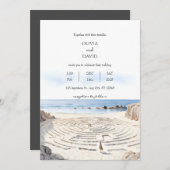 沿岸のビーチサイド迷路バイザ結婚海 招待状 (正面/裏面)
