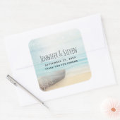 沿岸のビーチシーンと魚釣りボートありがとう スクエアシール (封筒)