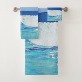 沿岸のホームバスルームのタオルセットビーチアート。 バスタオルセット