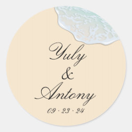 沿岸のモダンビーチラウンドステッカー設定 ラウンドシール