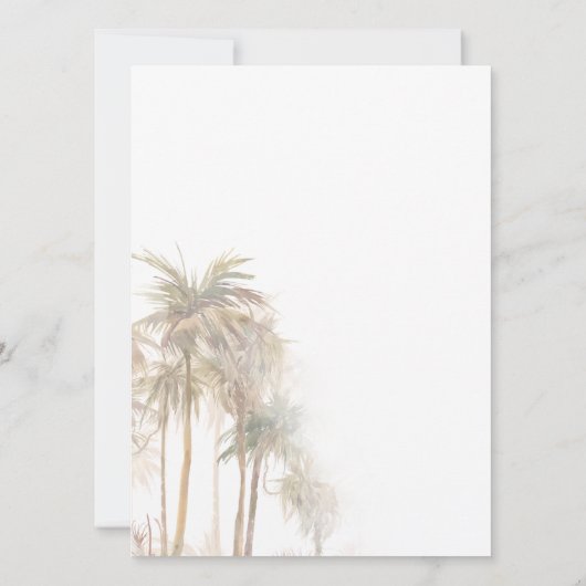 沿岸のヤシの木のモダン目的地の結婚式 招待状 (裏面)