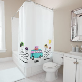 沿岸の冒険：太陽、海、およびロードトリップ シャワーカーテン