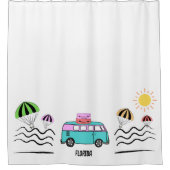 沿岸の冒険：太陽、海、およびロードトリップ シャワーカーテン (正面)
