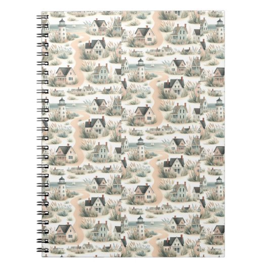 沿岸の別荘　灯台　パターン ノートブック (正面)