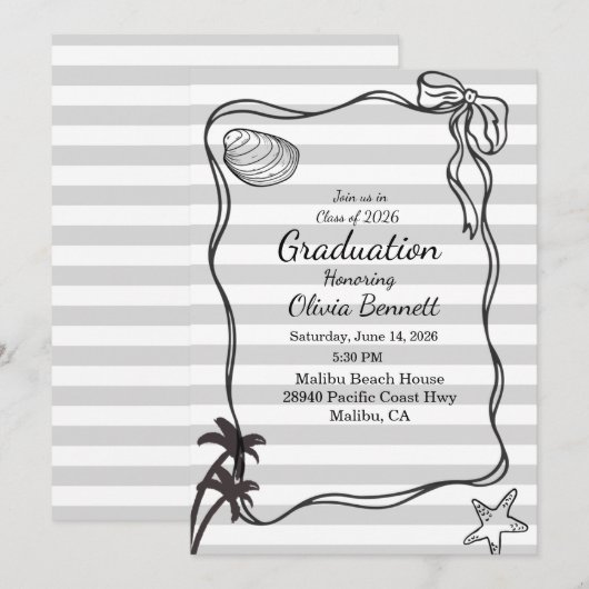 沿岸の卒業式 招待状 (正面/裏面)