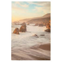 沿岸の夕日 メタルプリント