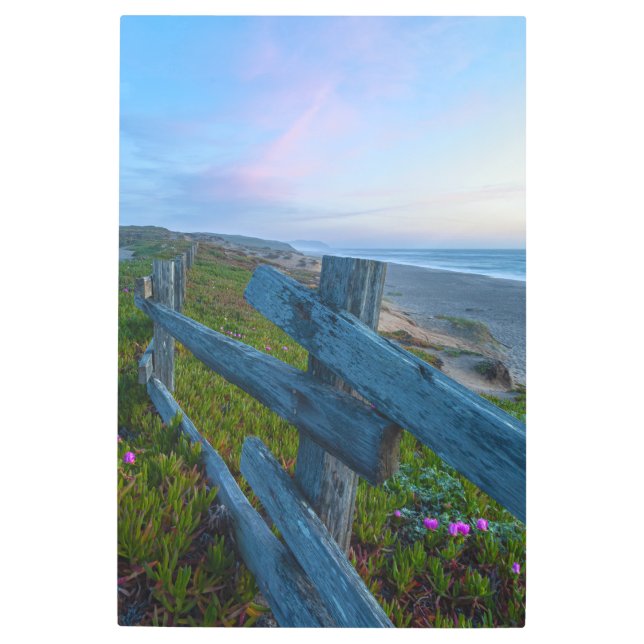 沿岸の夕日 メタルプリント (正面)