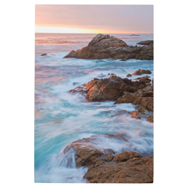 沿岸の夕日 メタルプリント (正面)