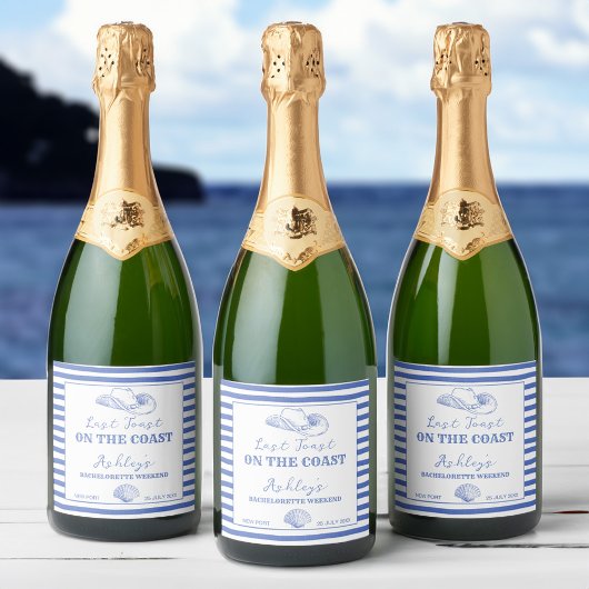 沿岸の女性のカーボーイバチェロレッテ最後のトースト スパークリングワインラベル