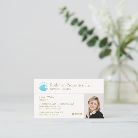 沿岸の実在不動産業者の写真名刺 名刺 (スタンド正面)