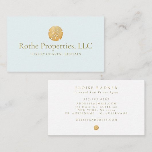 沿岸の実在不動産金ゴールドサンドドル 名刺 (正面/裏面)