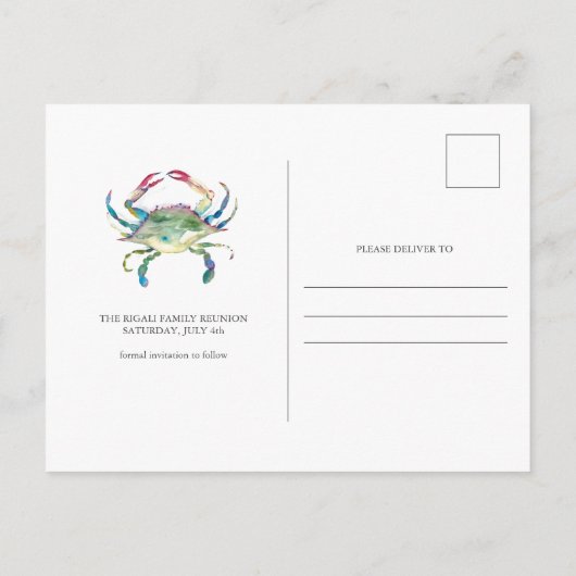 沿岸の家族の懇親会は日付を保存 インビテーションポストカード (裏面)