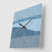 沿岸の抽象芸術シェードのブルーウォールクロック スクエア壁時計 (傾斜)