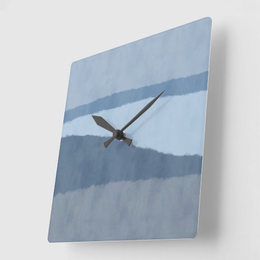 沿岸の抽象芸術シェードのブルーウォールクロック スクエア壁時計 (傾斜)