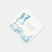 沿岸の水彩イラストのタツノオトシゴ　オーダーメイド　ナプキン スタンダードカクテルナプキン (角)