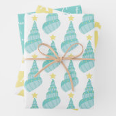 沿岸の海とイニシャルとのグリーティングシェル ラッピングペーパーシート (インサイチュ)