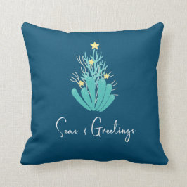 沿岸の海とグリーティングサンゴ クッション