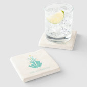 沿岸の海とグリーティングサンゴ ストーンコースター (横)