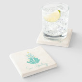 沿岸の海とグリーティングサンゴ ストーンコースター (横)