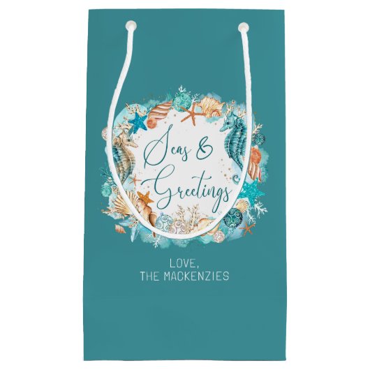 沿岸の海とグリーティングシーホースのシェル名 スモールペーパーバッグ (正面)